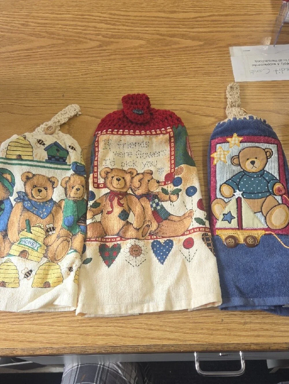 Blue Bear Appliqué Kitchen Towel with Sailboat